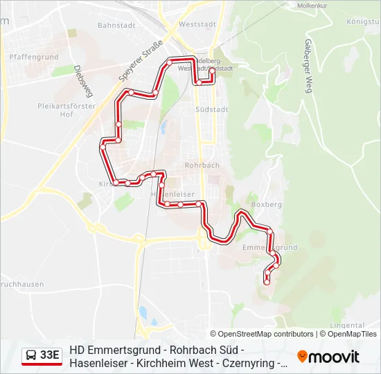 33E Bus Line Map