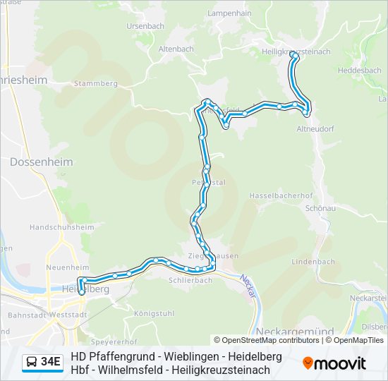 34E Bus Line Map