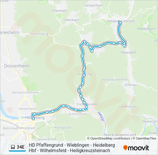 34E Bus Line Map