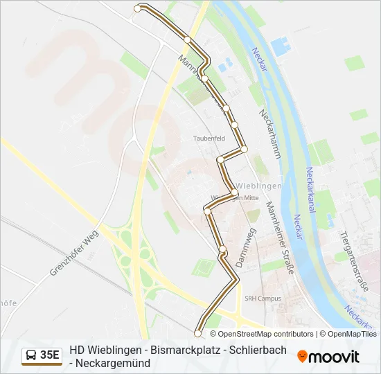 Buslinie 35E Karte