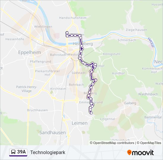 Автобус 39A: карта маршрута