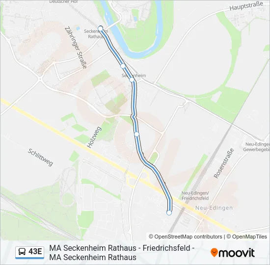 Buslinie 43E Karte