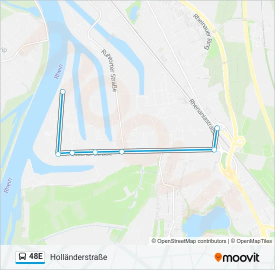 48E Bus Line Map