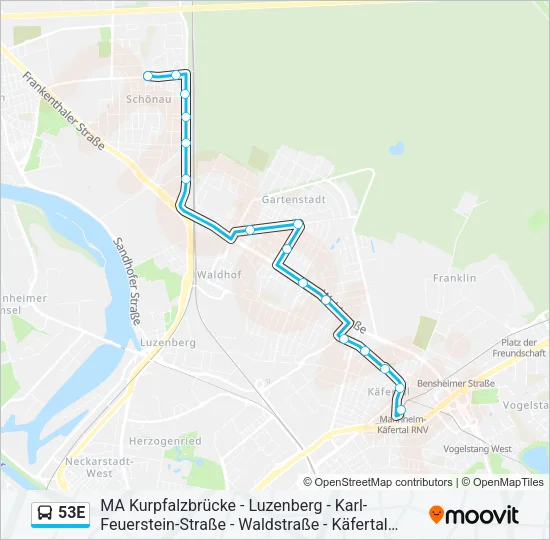 53E Bus Line Map