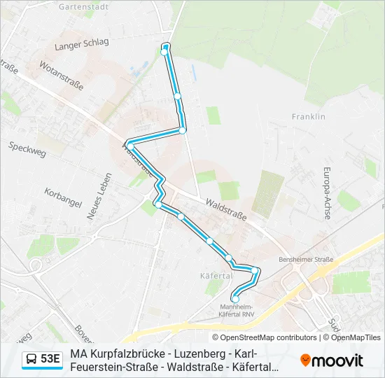 53E Bus Line Map