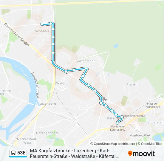 53E Bus Line Map