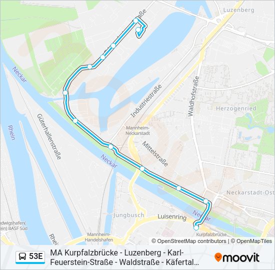 53E Bus Line Map