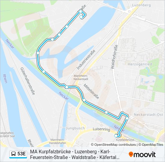 53E Bus Line Map