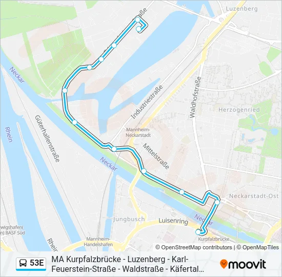 53E Bus Line Map