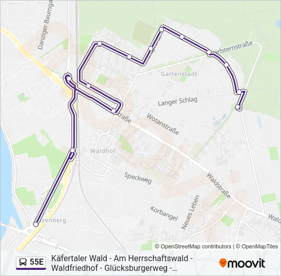 55E Bus Line Map