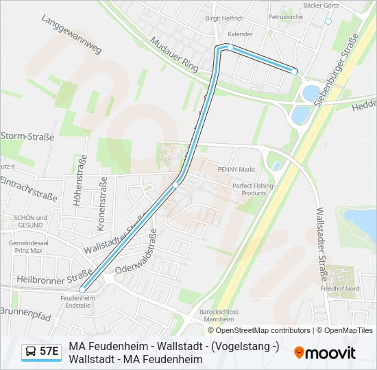Автобус 57E: карта маршрута