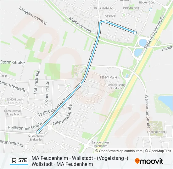 Автобус 57E: карта маршрута