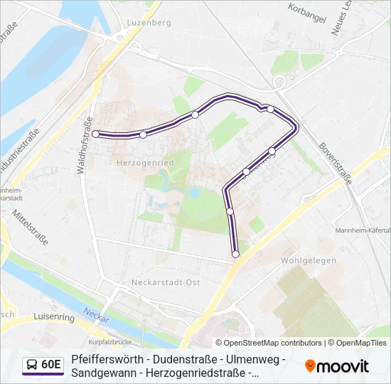 60E Bus Line Map