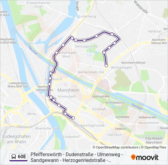 Buslinie 60E Karte