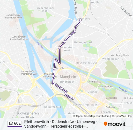 60E Bus Line Map