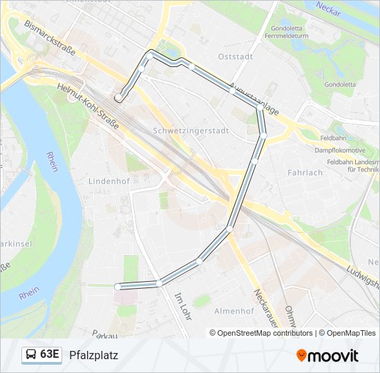Автобус 63E: карта маршрута