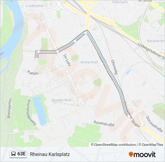 Автобус 63E: карта маршрута