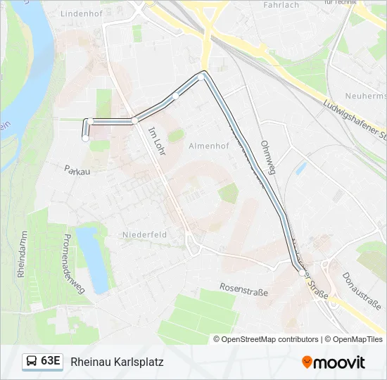 Автобус 63E: карта маршрута