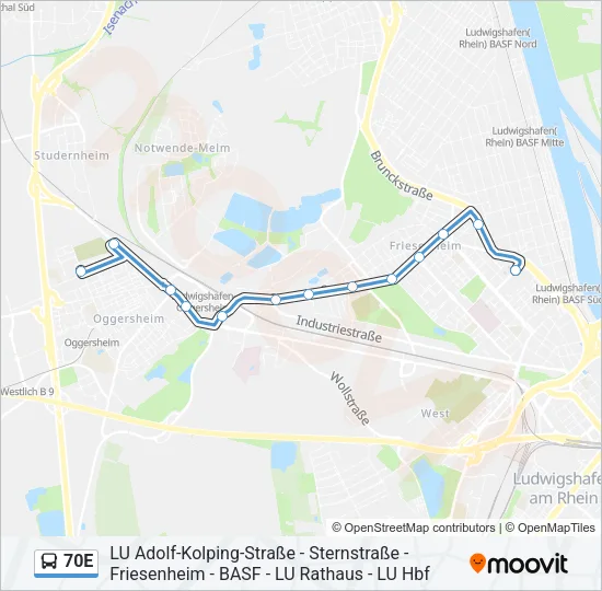 70E Bus Line Map