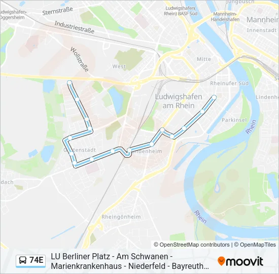 74E Bus Line Map