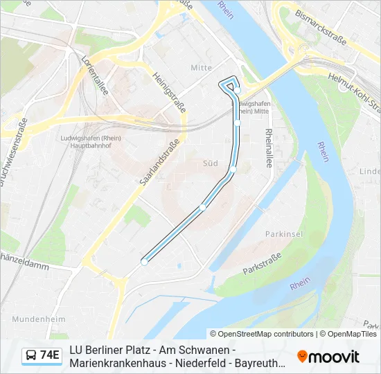 Buslinie 74E Karte