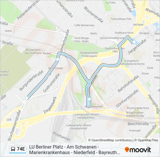74E Bus Line Map
