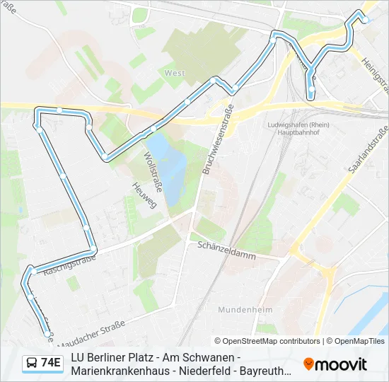74E Bus Line Map