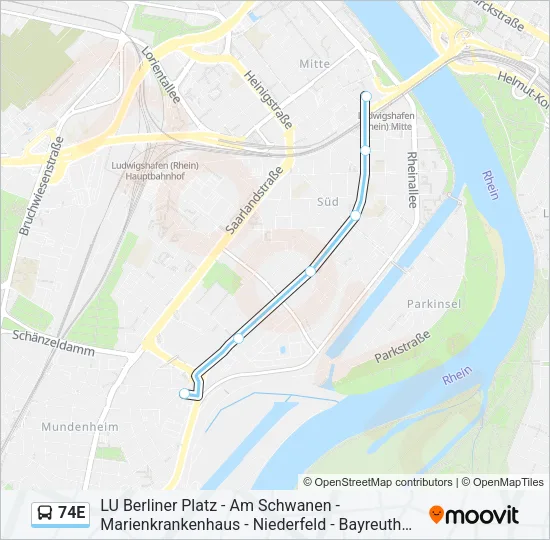 Buslinie 74E Karte