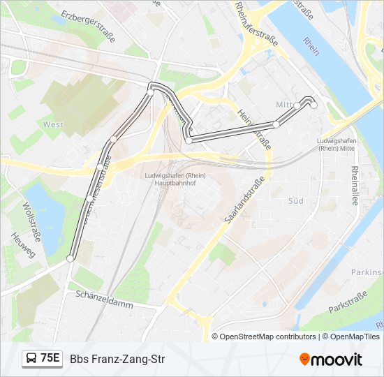 Автобус 75E: карта маршрута
