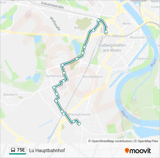 Автобус 75E: карта маршрута