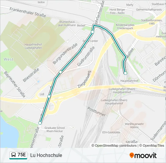 Buslinie 75E Karte
