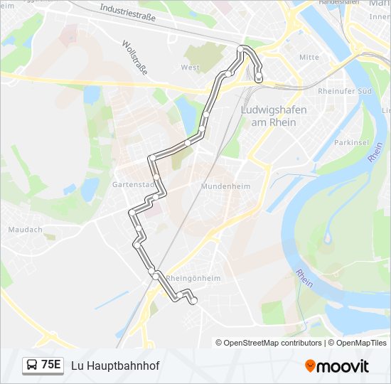 Автобус 75E: карта маршрута