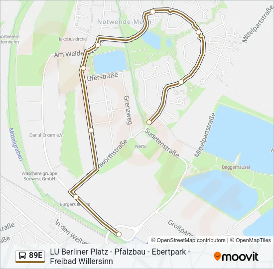 Buslinie 89E Karte