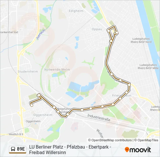 89E Bus Line Map