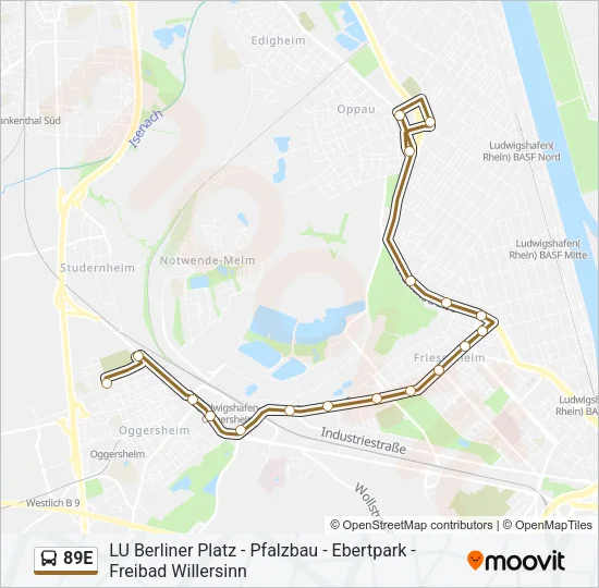 89E Bus Line Map