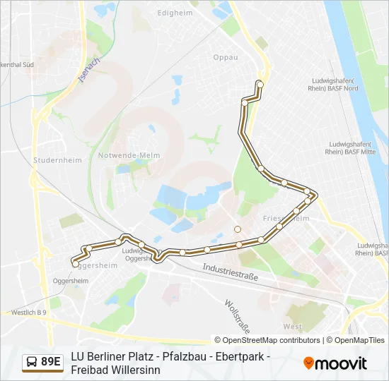 89E Bus Line Map