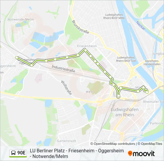 90E Bus Line Map