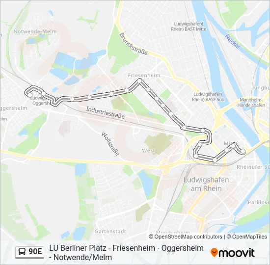 Buslinie 90E Karte