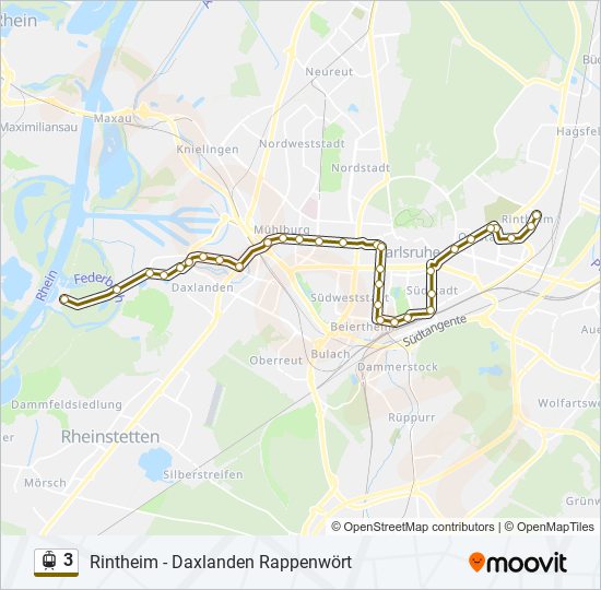 Трамвай 3: карта маршрута