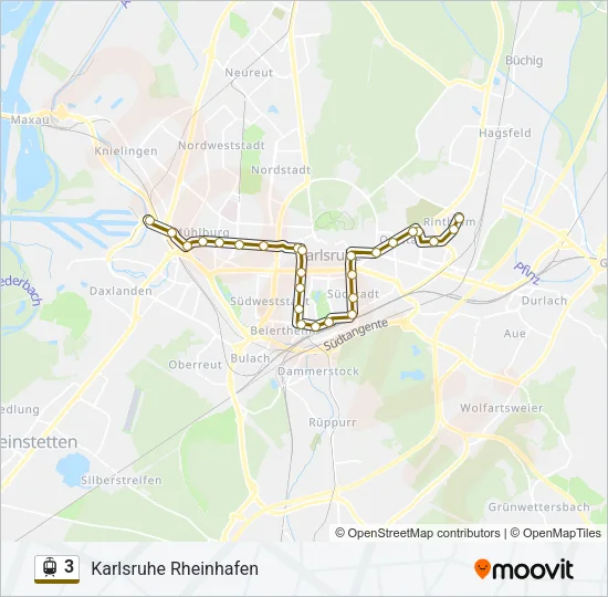 Трамвай 3: карта маршрута