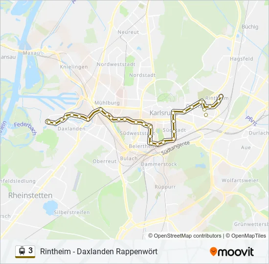 Трамвай 3: карта маршрута