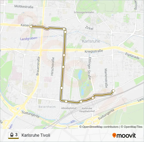 Трамвай 3: карта маршрута