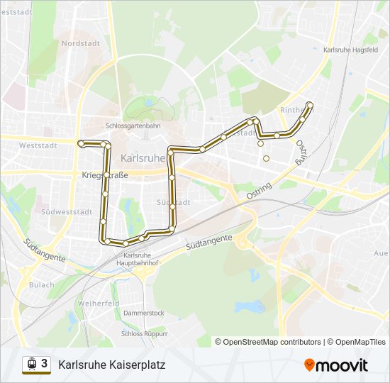 Трамвай 3: карта маршрута