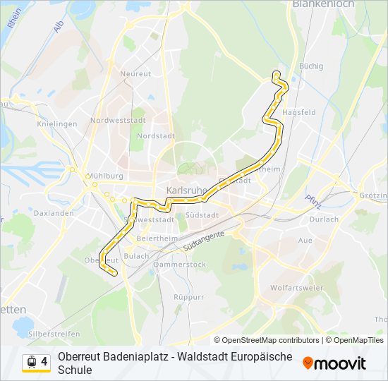 Straßenbahnlinie 4 Karte