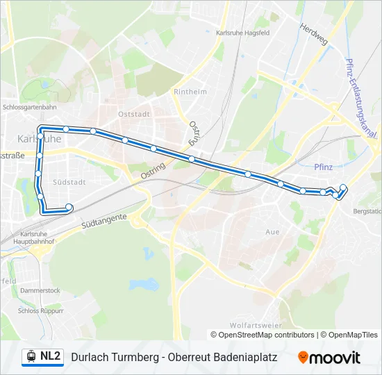 Трамвай NL2: карта маршрута