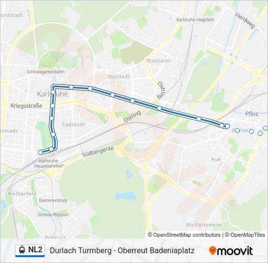 Трамвай NL2: карта маршрута
