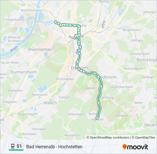 Bahnlinie S1 Karte