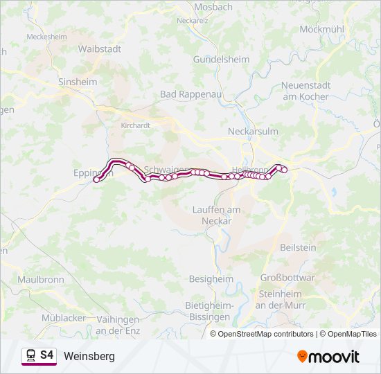 Поезд S4: карта маршрута