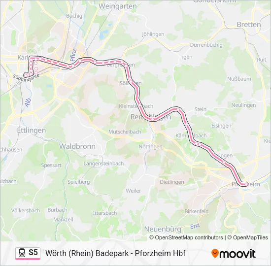 Bahnlinie S5 Karte