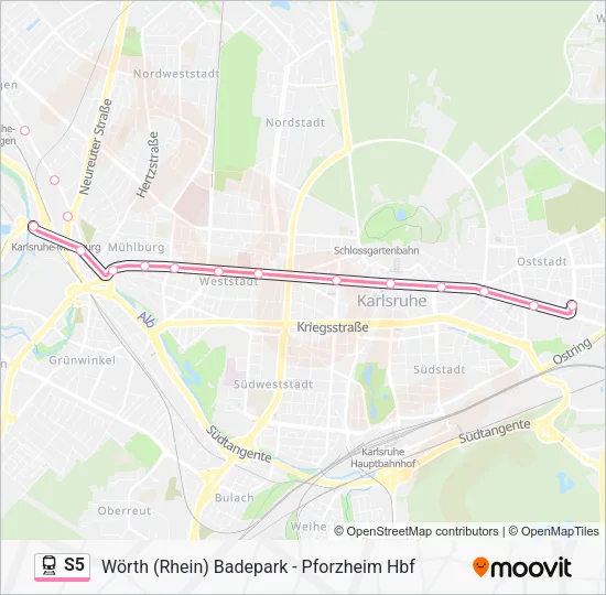 Поезд S5: карта маршрута